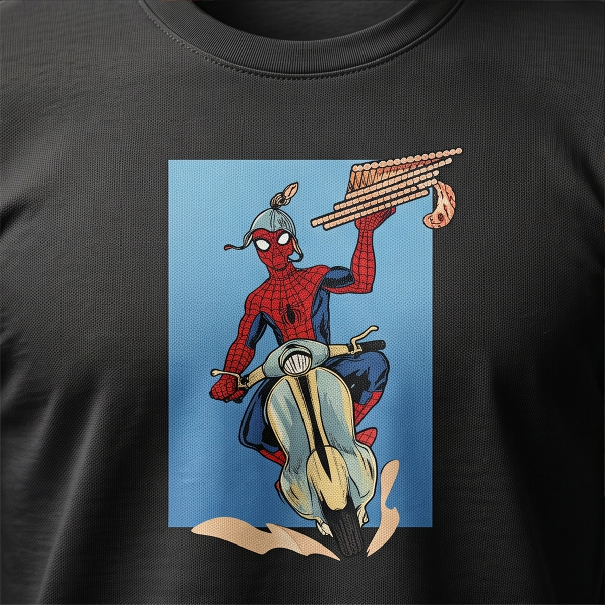 Spiderman Delivered Pizza – Superhero Graphic T-Shirt