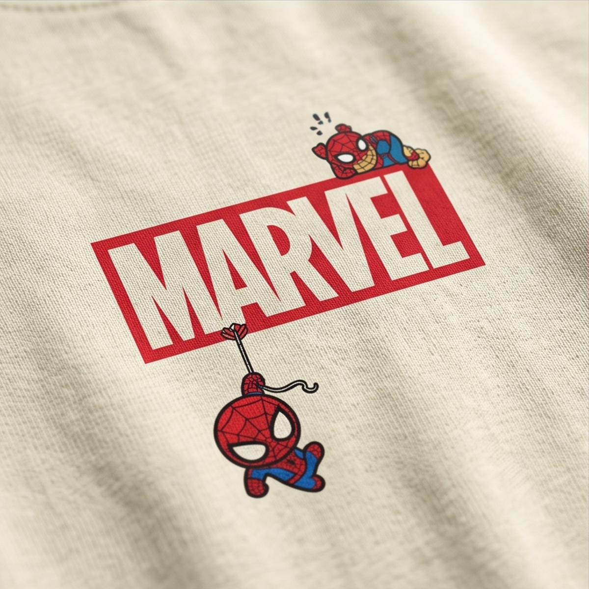 Cute Spiderman with Marvel Logo – Superhero Graphic T-Shirt