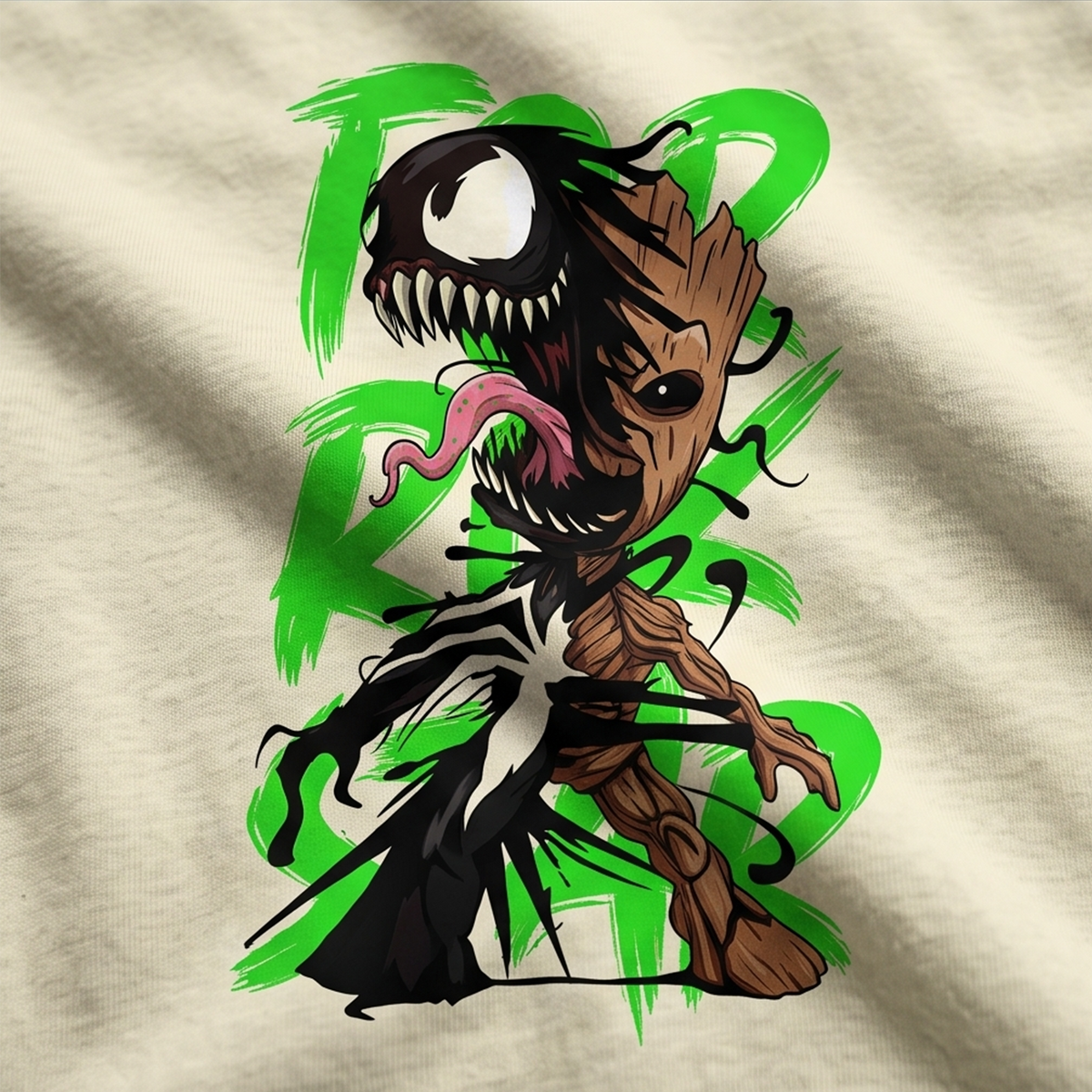 Groot X Venom – Dark Superhero Crossover Graphic T-Shirt
