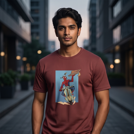 Spiderman Delivered Pizza – Superhero Graphic T-Shirt