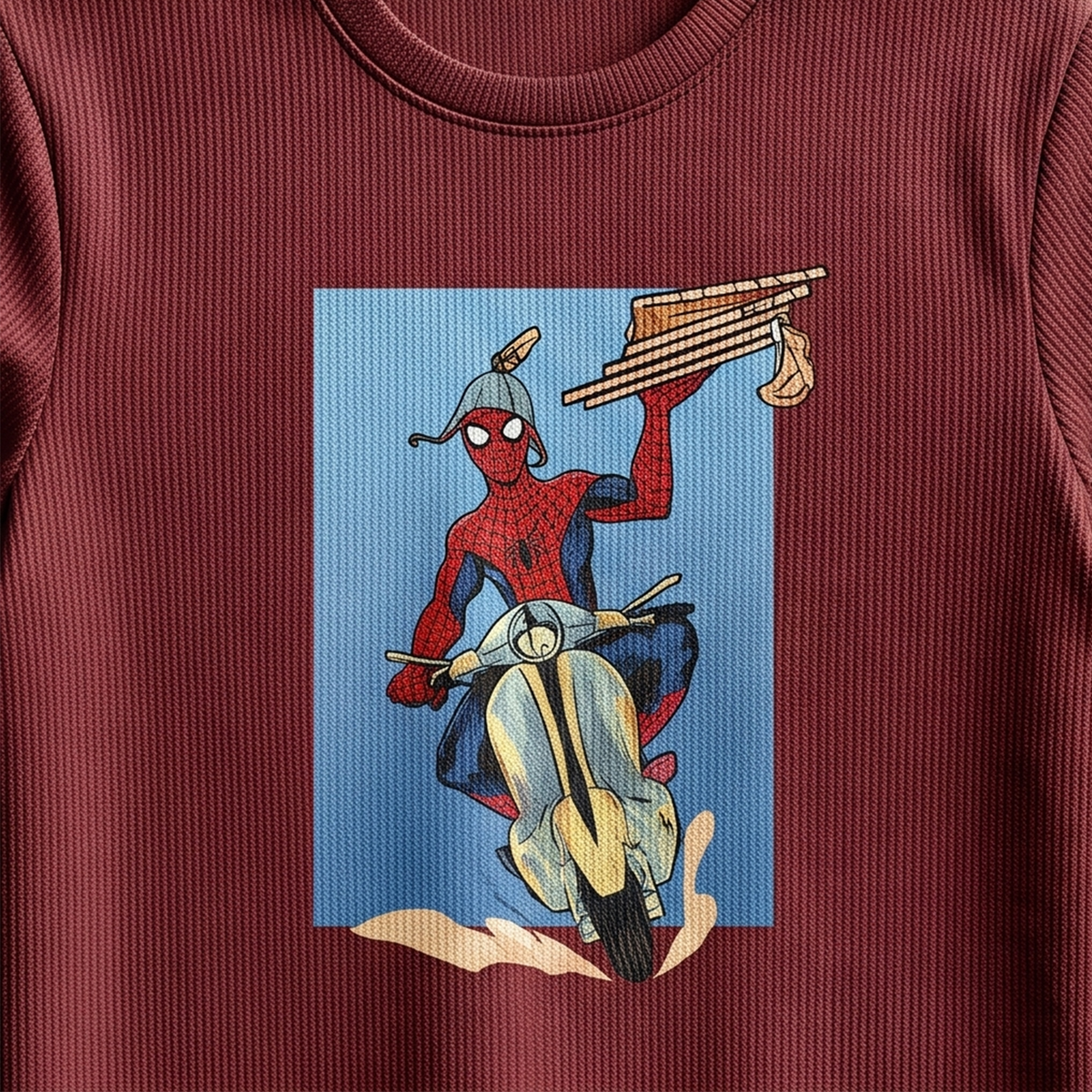 Spiderman Delivered Pizza – Superhero Graphic T-Shirt