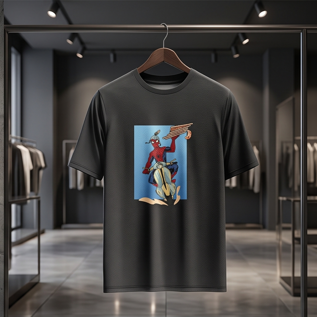 Spiderman Delivered Pizza – Superhero Graphic T-Shirt