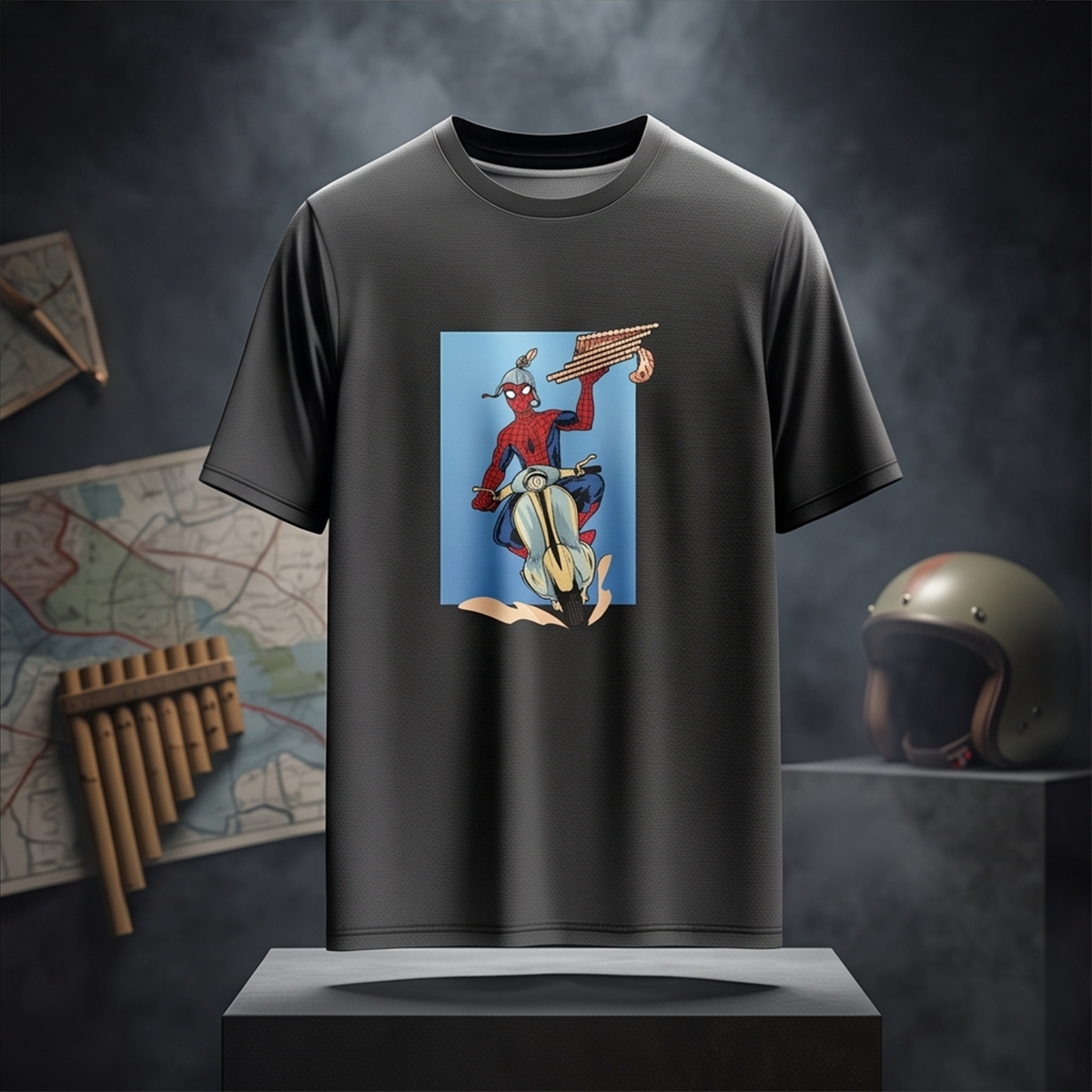 Spiderman Delivered Pizza – Superhero Graphic T-Shirt