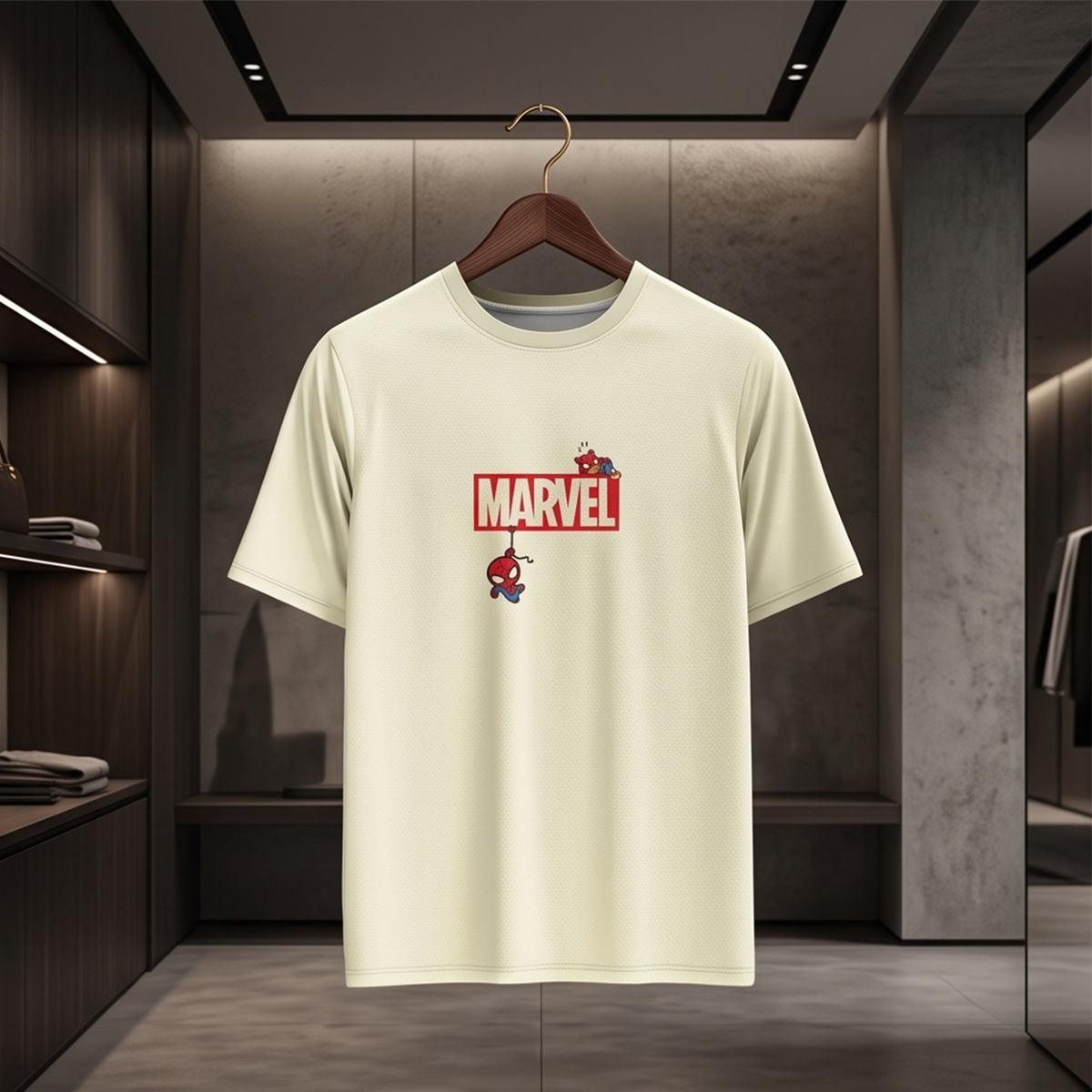 Cute Spiderman with Marvel Logo – Superhero Graphic T-Shirt