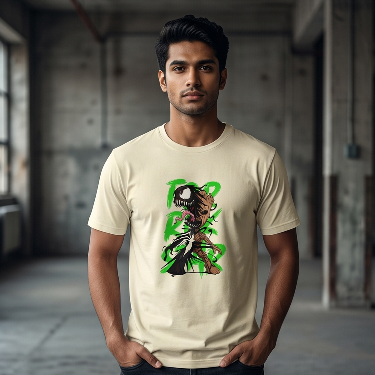 Groot X Venom – Dark Superhero Crossover Graphic T-Shirt