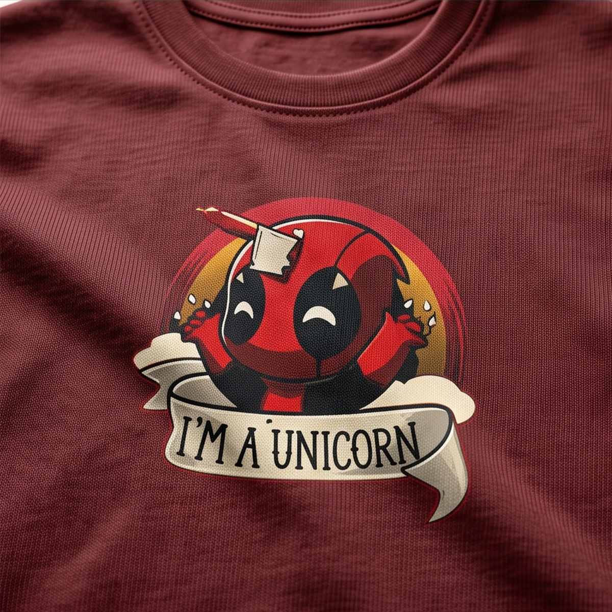 Deadpool as a Unicorn – Cute & Crazy Superhero Graphi