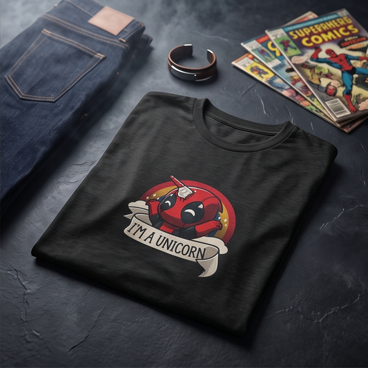 Deadpool as a Unicorn – Cute & Crazy Superhero Graphi