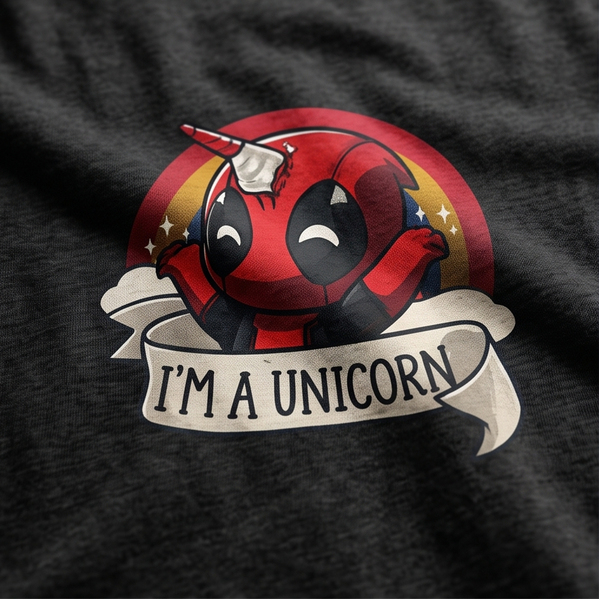 Deadpool as a Unicorn – Cute & Crazy Superhero Graphi